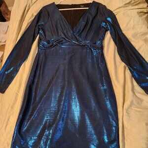 Guess Blue metallic long sleeve dress
